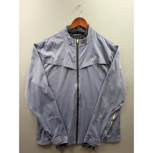 Asics Track Jacket Mens Blue Gray Full Zip Mock Neck Athletic XL